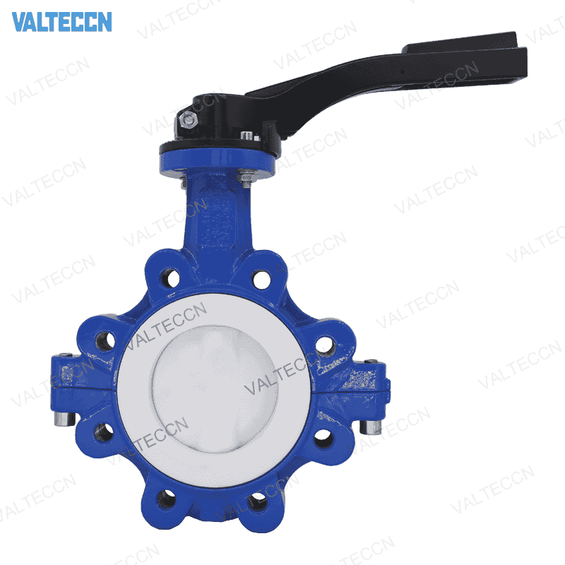 PTFE Lined Ductile iron Lug Butterfly Valve with Hand Lever