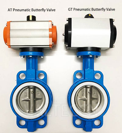 butterfly valve with AT and GT pneumatic actuator