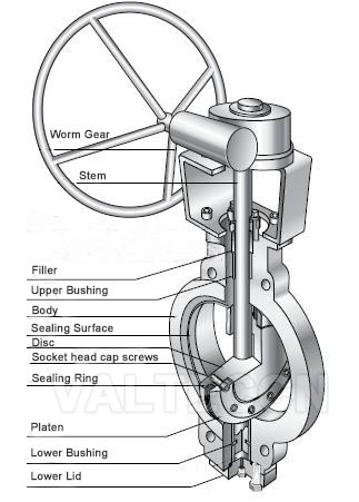 3D Diagram of Double Eccentric Butterfly Valve