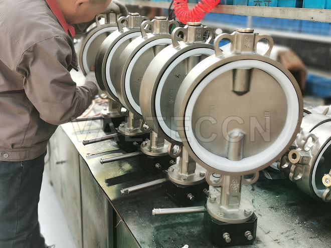 Double Half Shaft Wafer Butterfly Valve with PTFE Seat