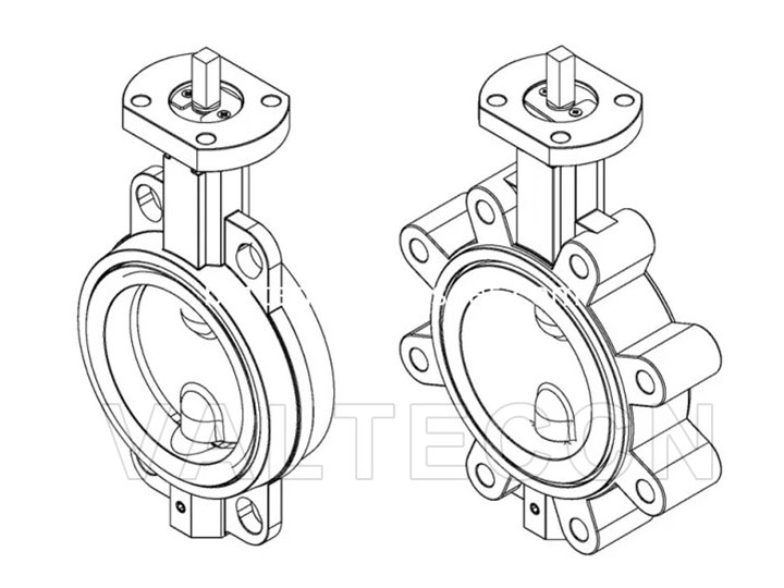 Wafer and lug butterfly valve