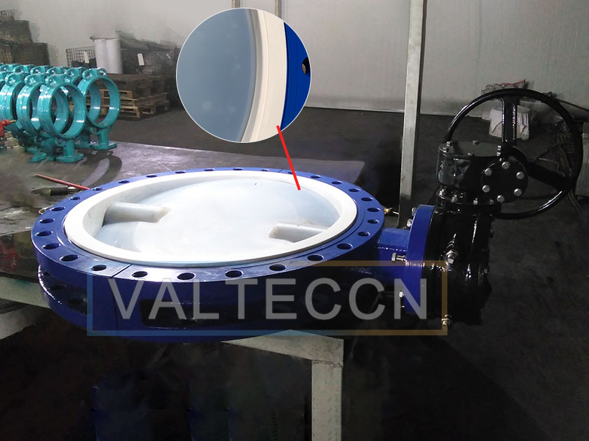 DN750(30 Inch) WCB body PTFE Lined Butterfly Valve