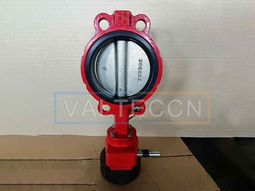 DN150(6 Inch) Red Butterfly Valve Wafer Type with Worm Gear