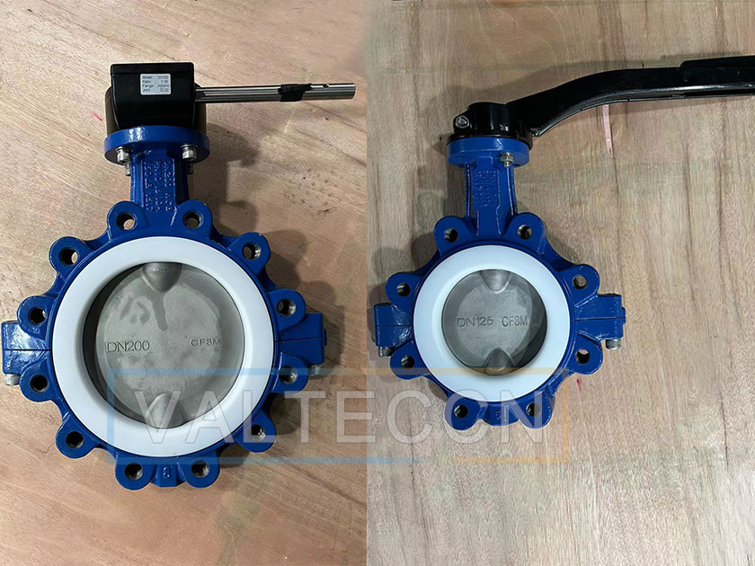 DN125, DN200 PTFE seated Lug Type Butterfly Valve