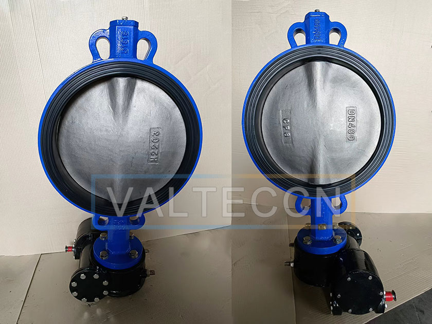 DN400(16 Inch) Butterfly Valve Wafer Type with Worm Gear, Ductile Iron Body