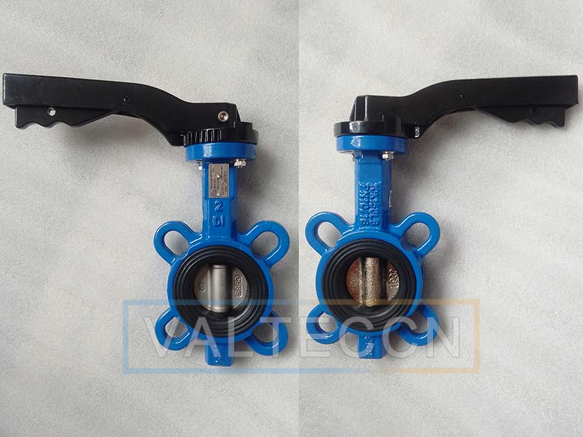 DN50(2 Inch) Butterfly Valve Wafer Type, Ductile Iron Body, Thickened Aluminum Lever