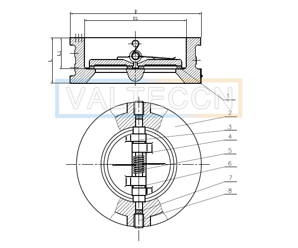Wafer Dual Plate Check Valve drawing