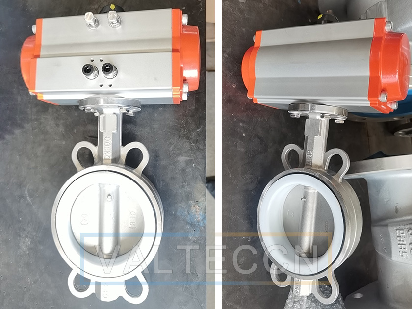 stainless steel pneumatic butterfly valve with PTFE seat